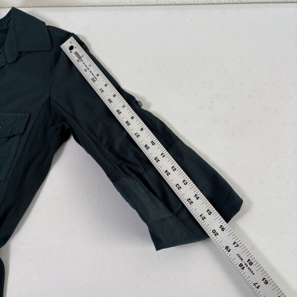 Standard James Perse Top Women M 2 Blue Green Ribbed Surplus Shirt 3/4 Sleeve - Picture 8 of 10